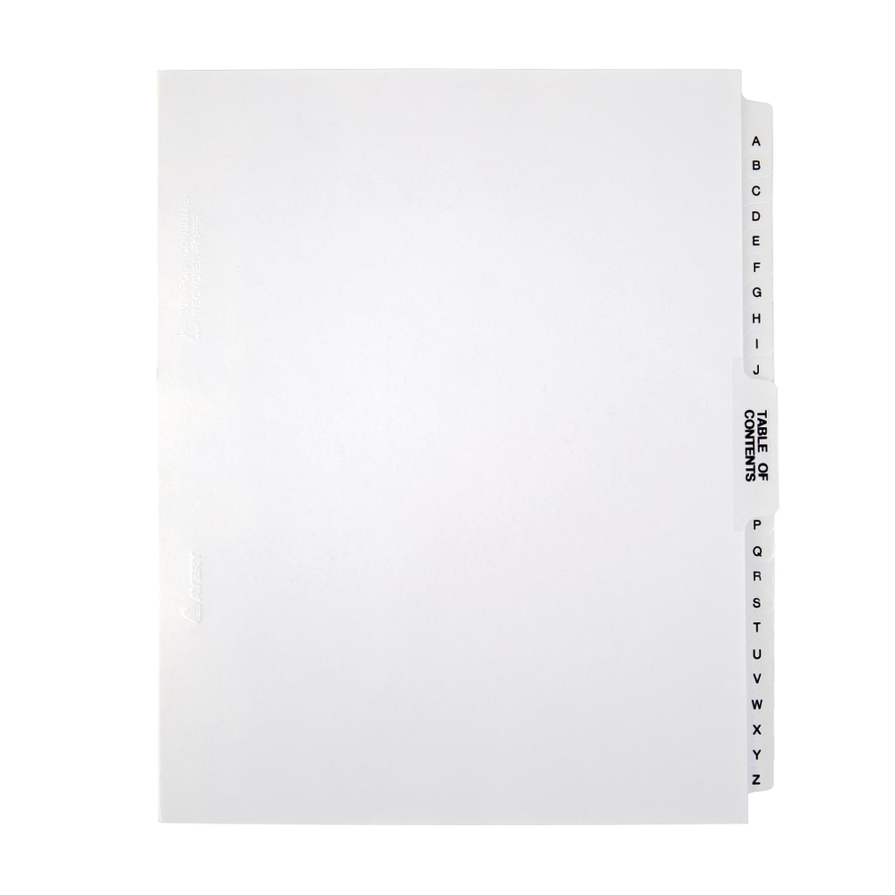 Office Depot Brand Legal Index Exhibit Unpunched Dividers With Laminated Tabs, Black/White, A-Z (Min Order Qty 10) MPN:3585499233