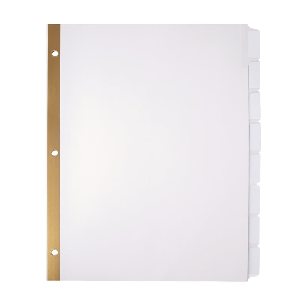 Office Depot Brand Index Dividers, 8 Tabs, 8 1/2in x 11in, White, Pack Of 5 MPN:OM97174
