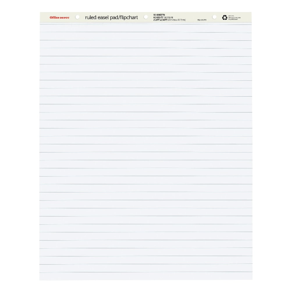 Office Depot Brand Standard Easel Pads, 27in x 34in, 30% Recycled, White, 50 Sheets, Pack Of 2 MPN:OD-FLLN50R-2