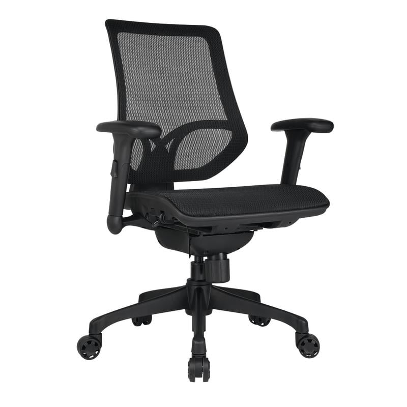 WorkPro 1000 Series Ergonomic Mesh/Mesh Mid-Back Task Chair, Black/Black, BIFMA Compliant MPN:SL-D7