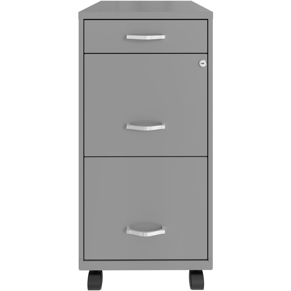 Realspace SOHO Organizer 18inD Vertical 3-Drawer Mobile File Cabinet, Silver MPN:25112