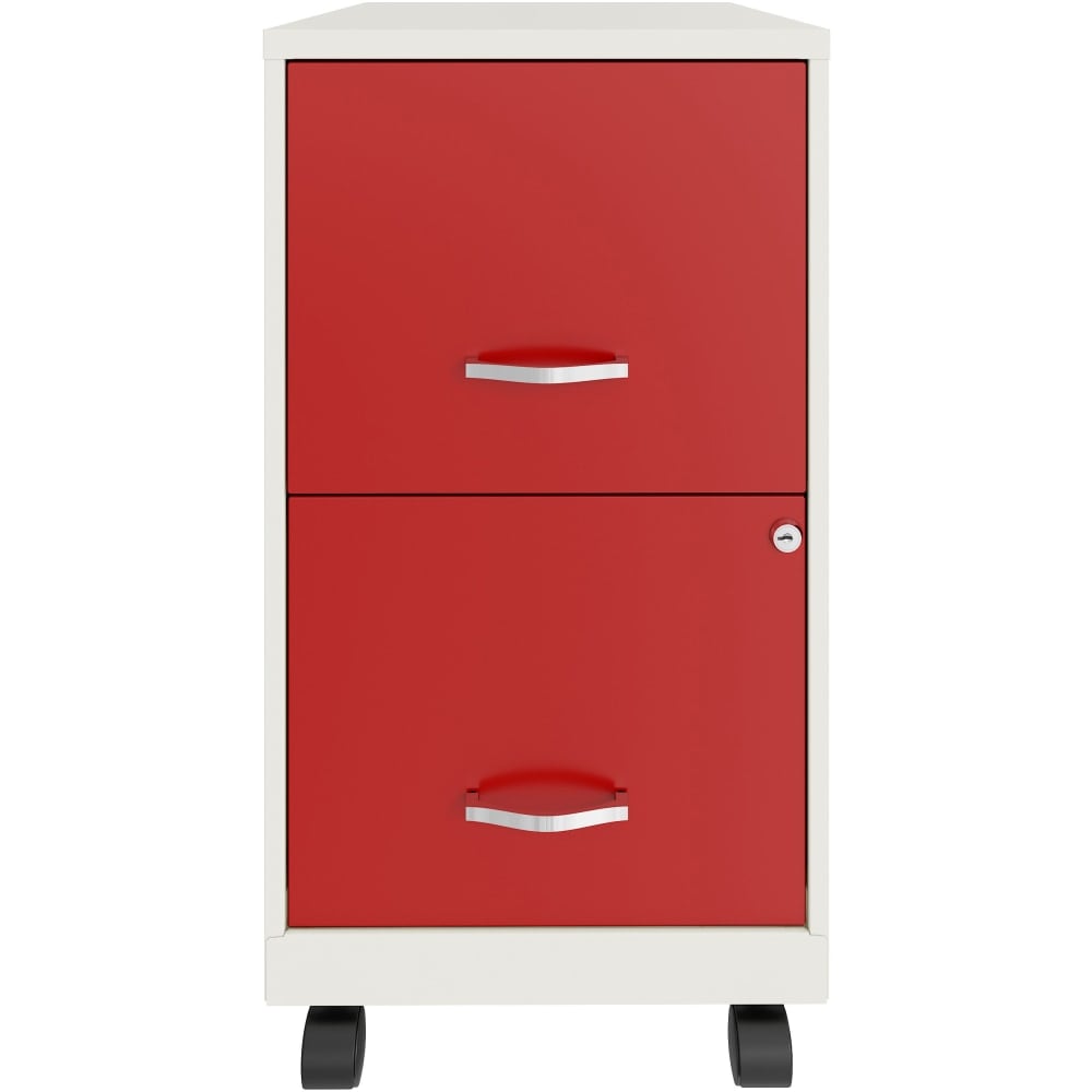 Realspace SOHO Smart 18inD Vertical 2-Drawer Mobile File Cabinet, White/Red MPN:25593
