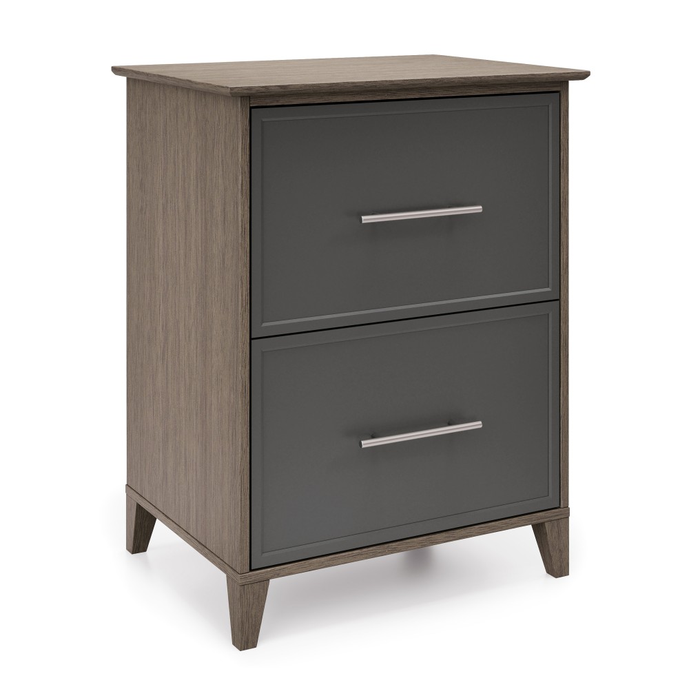 Realspace Koru 23-1/2inW x 17-1/2inD Lateral 2-Drawer File Cabinet, Two-Tone Slate/Gray Oak, BIFMA Compliant MPN:GLK20230304-3