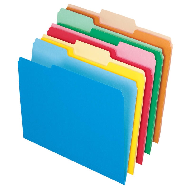 Office Depot Brand 2-Tone File Folders, 1/3 Cut, Letter Size, Assorted Primary Colors, Box Of 100 (Min Order Qty 4) MPN:NFP7881526