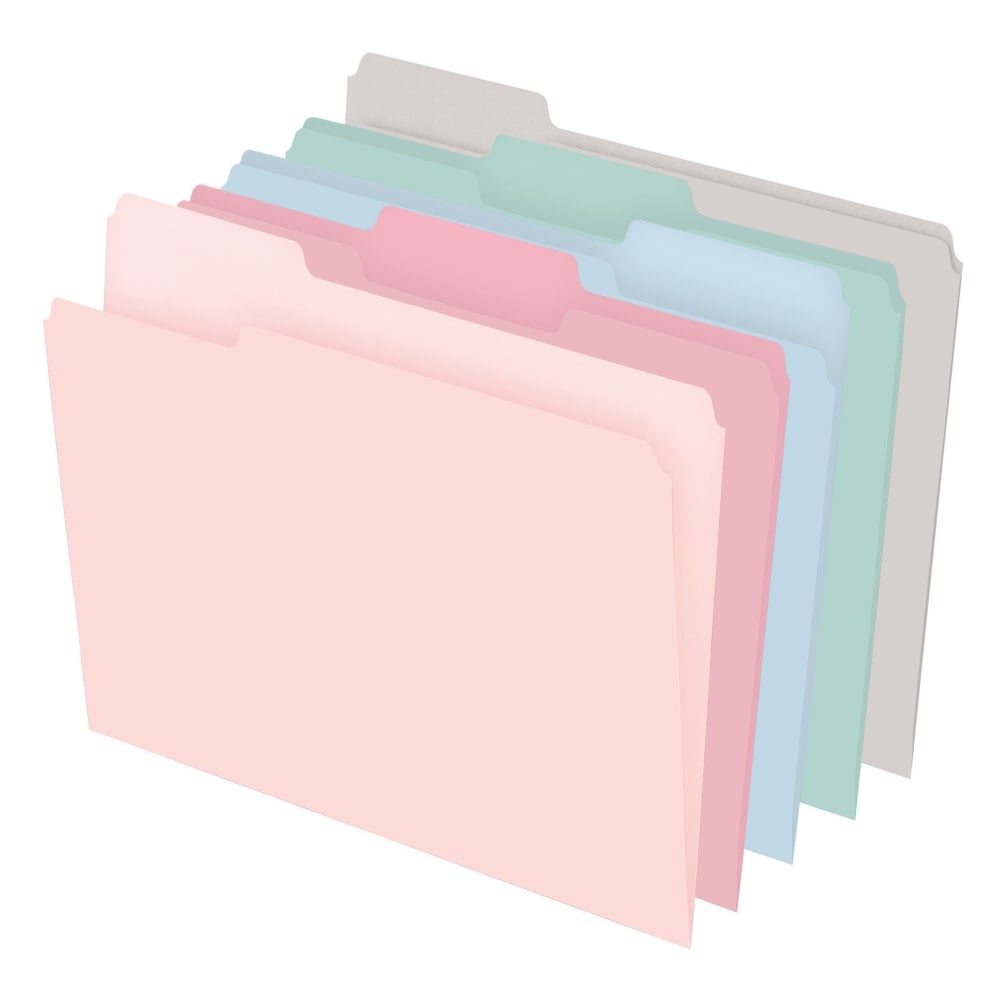 Office Depot Brand File Folders, 1/3 Cut, Letter Size, Assorted Pastel Colors, Box Of 100 Folders MPN:ODCM00005