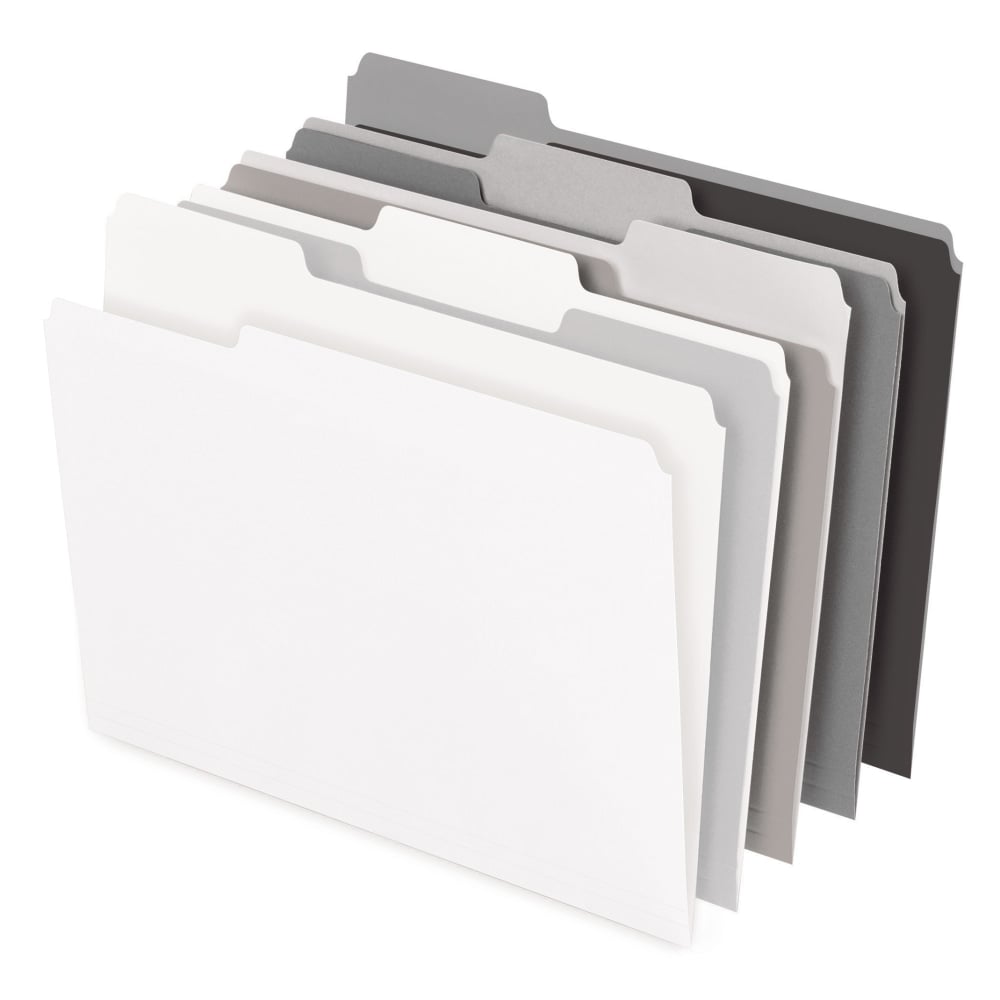 Office Depot Brand File Folders, 1/3 Cut, Letter Size, Assorted Grayscale Colors, Box Of 100 Folders MPN:ODCM00006