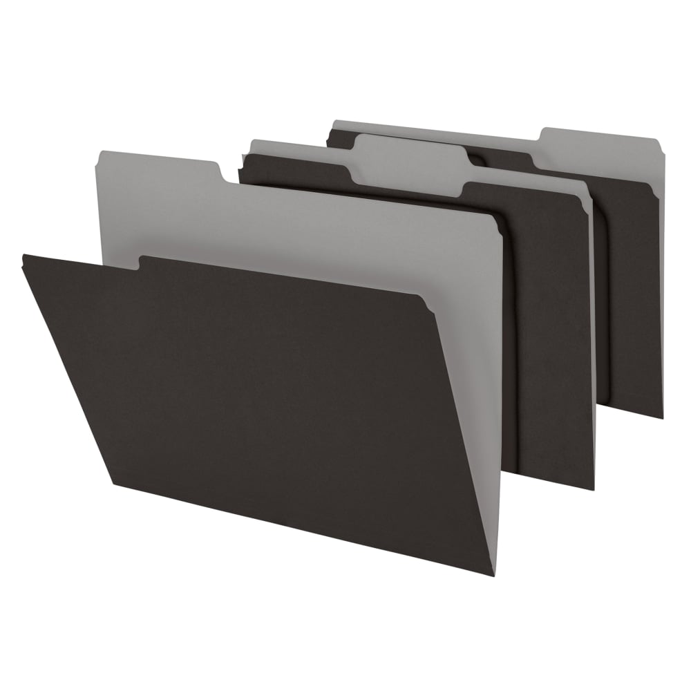 Office Depot Brand File Folders, 1/3 Cut, Letter Size, Black, Box Of 100 Folders MPN:ODCM00007