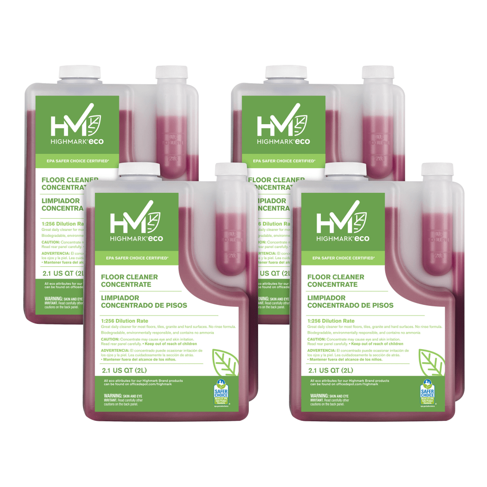 Highmark ECO Floor Cleaner Concentrate, 2-Liter, Red, Case Of 4 Bottles MPN:604CON