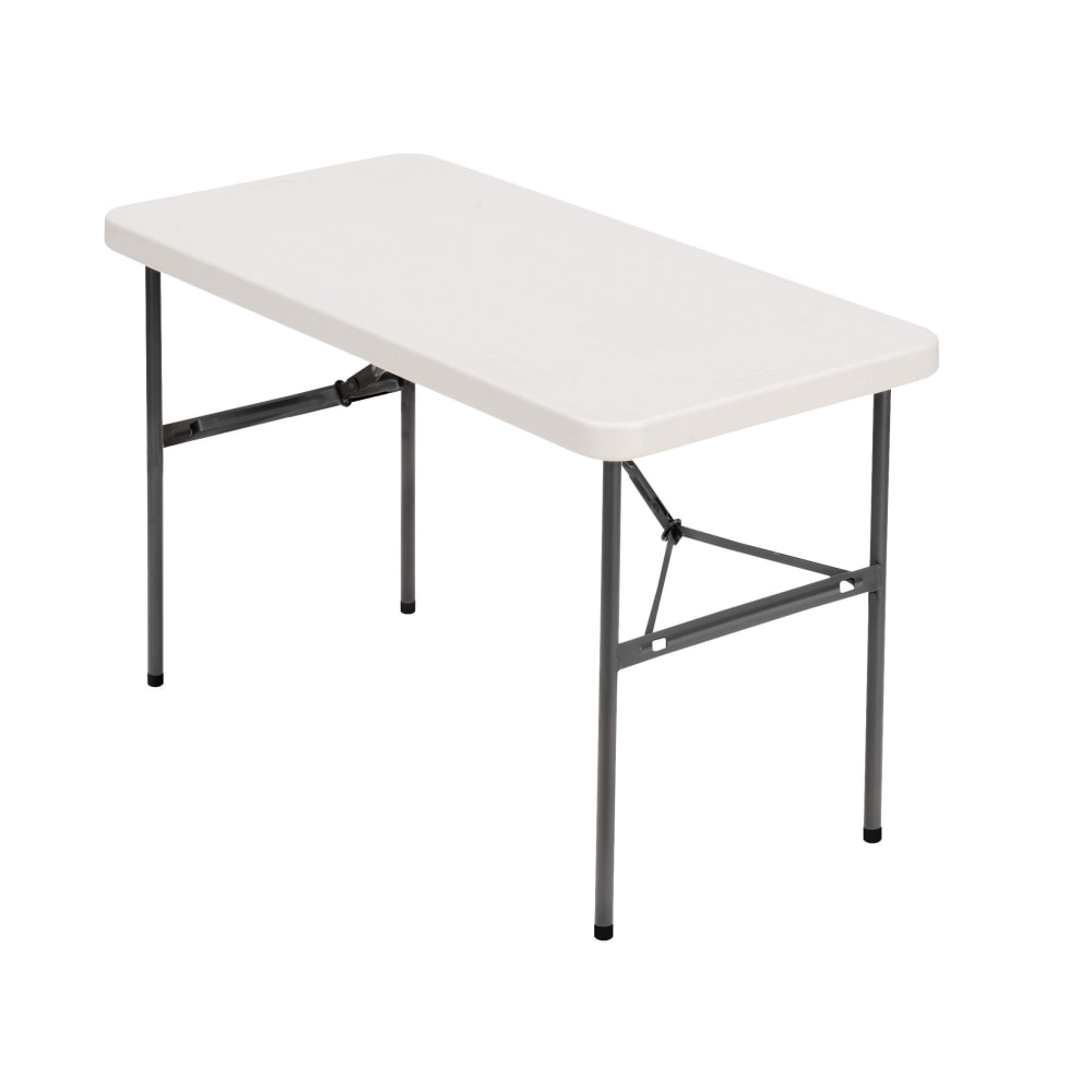 Realspace Molded Plastic Top Folding Table, 29inH x 48inW x 24inD, Platinum (Min Order Qty 2) MPN:82802