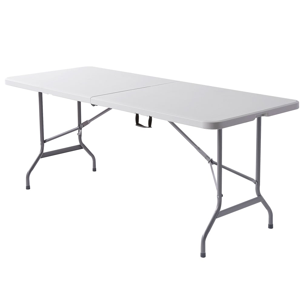 Realspace Molded Plastic Top Folding Table with Handles, 29inH x 72inW x 29-1/4inD, Platinum/Charcoal MPN:82851