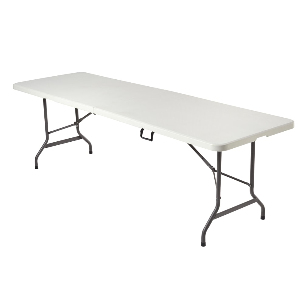 Realspace Molded Plastic Top Folding Table, 29inH x 96inW x 30inD, Platinum MPN:ICE81888