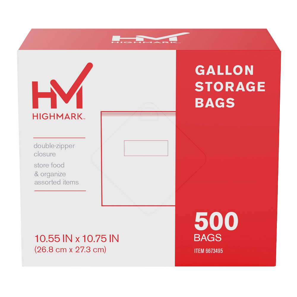 Highmark Plastic Storage Bags, Gallon Size, Clear, Pack Of 500 Bags MPN:SBGN500
