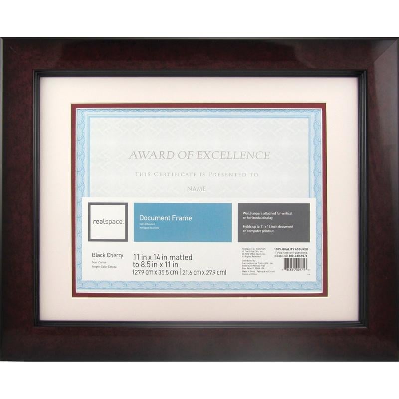 Realspace Plastic Photo/Document Picture Frame, 11in x 14in With Mat, Black Cherry (Min Order Qty 5) MPN:207581