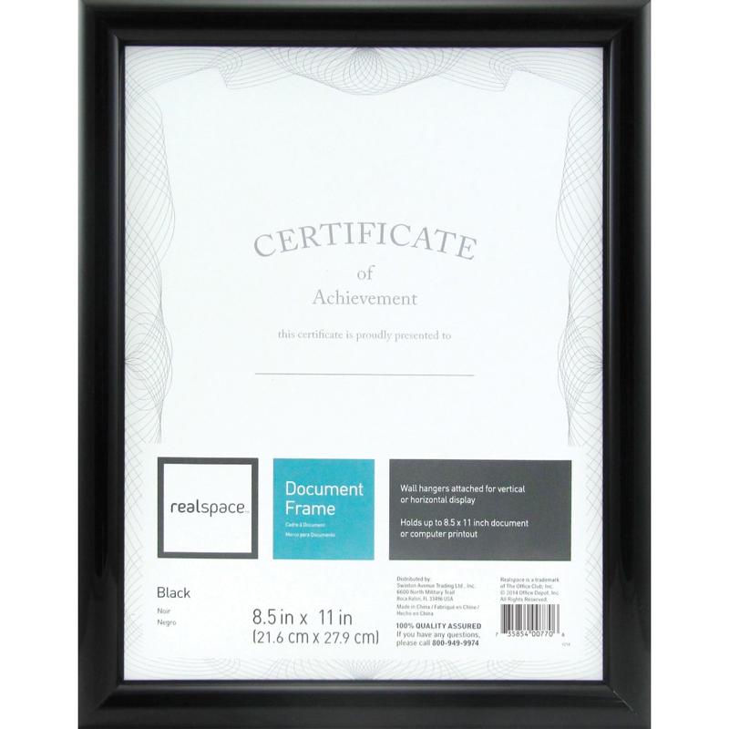 Realspace Photo/Document Frame, Plastic, 8-1/2in x 11in, Black (Min Order Qty 9) MPN:207583