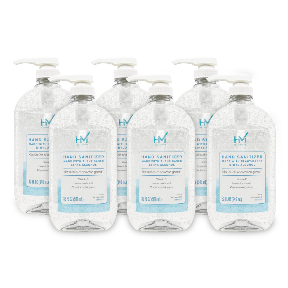 Highmark Original Hand Sanitizer, Fresh Scent, 32 Oz, Clear, Case Of 6 Bottles MPN:20-22320