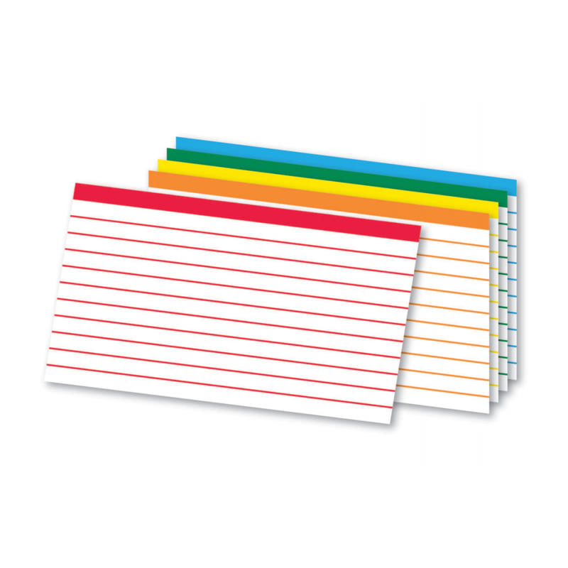 Office Depot Brand Color-Coded Ruled Index Cards, 3in x 5in, Assorted Colors, Pack Of 100 (Min Order Qty 27) MPN:OD04753