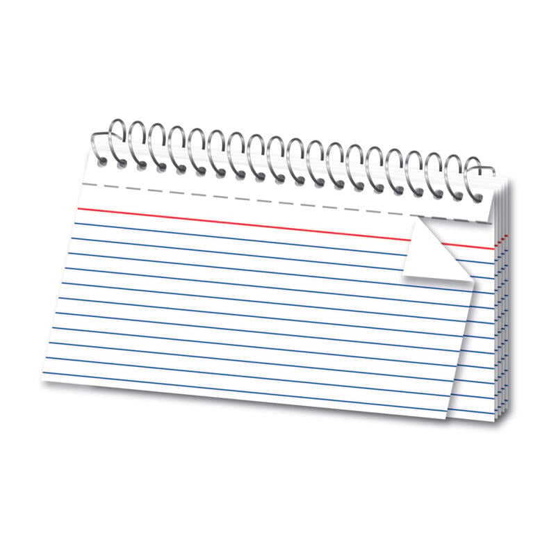Office Depot Brand Spiral Ruled Index Cards, 3in x 5in, White, Pack Of 50 (Min Order Qty 103) MPN:OD40282