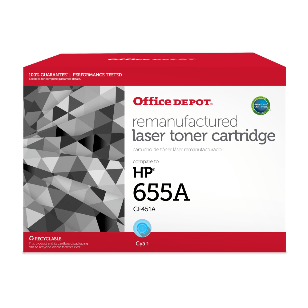 Office Depot Remanufactured Cyan Toner Cartridge Replacement for HP CF451A, OD655AC MPN:201095P