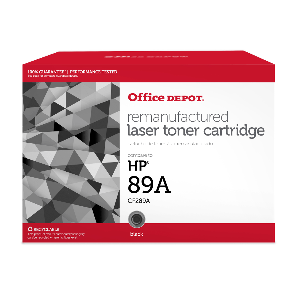 Office Depot 89A Remanufactured Black Toner Cartridge Replacement (Reused OEM Chip) For HP 89A (CF289A) MPN:201433PR