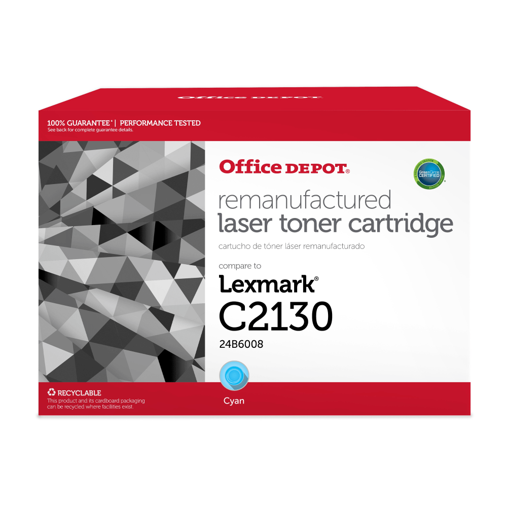 Office Depot Remanufactured Cyan Toner Cartridge Replacement For Lexmark 24B6008, ODXC2130C MPN:201466
