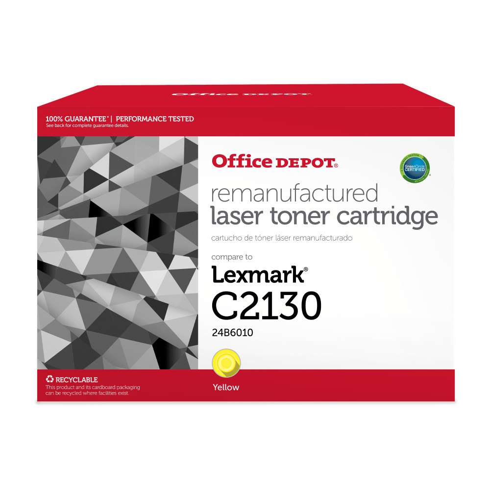 Office Depot Remanufactured Yellow Toner Cartridge Replacement For Lexmark 24B6010, ODXC2130Y MPN:201468
