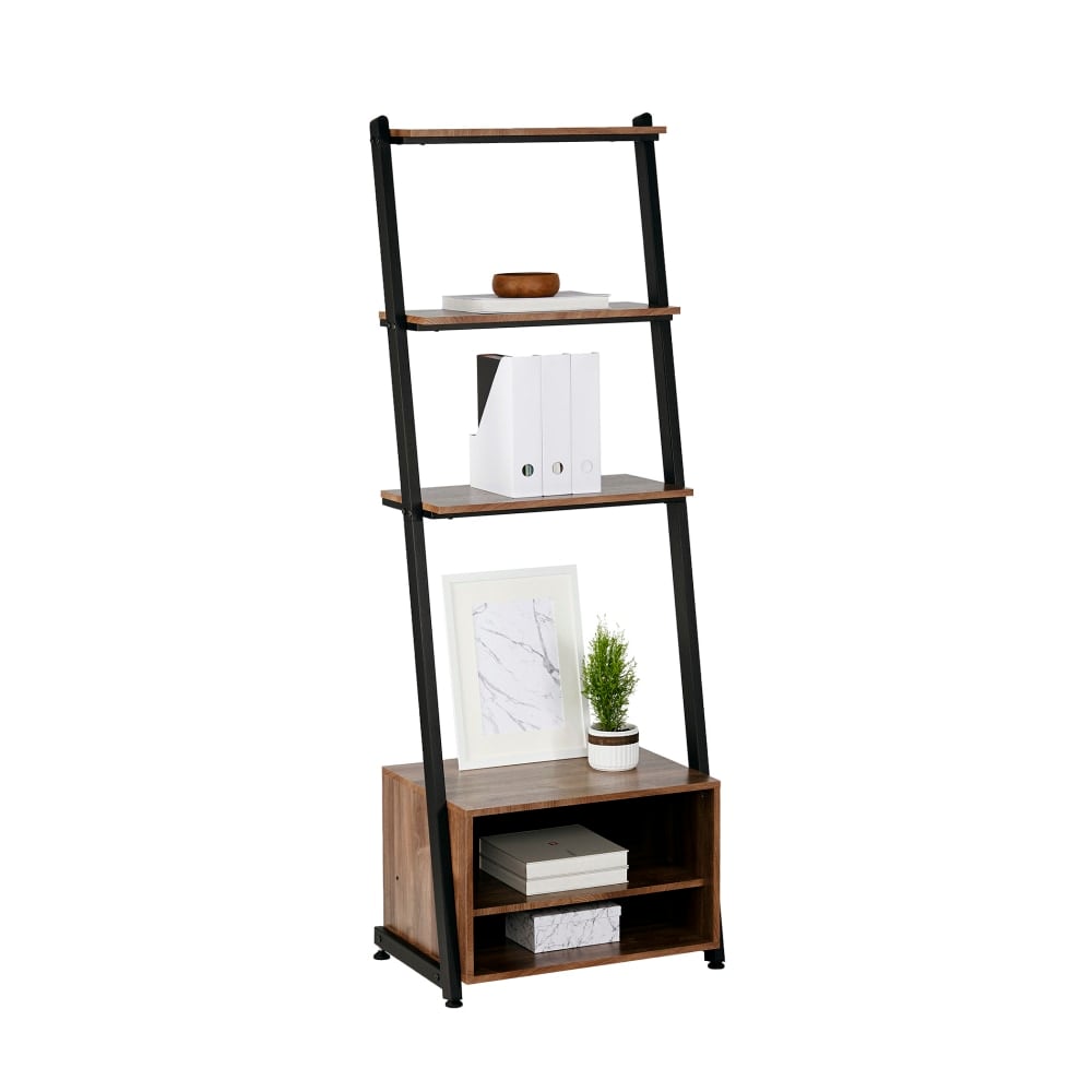 Realspace Belling 73inH Leaning 3-Shelf Bookcase, Modern Oak MPN:HM-2610