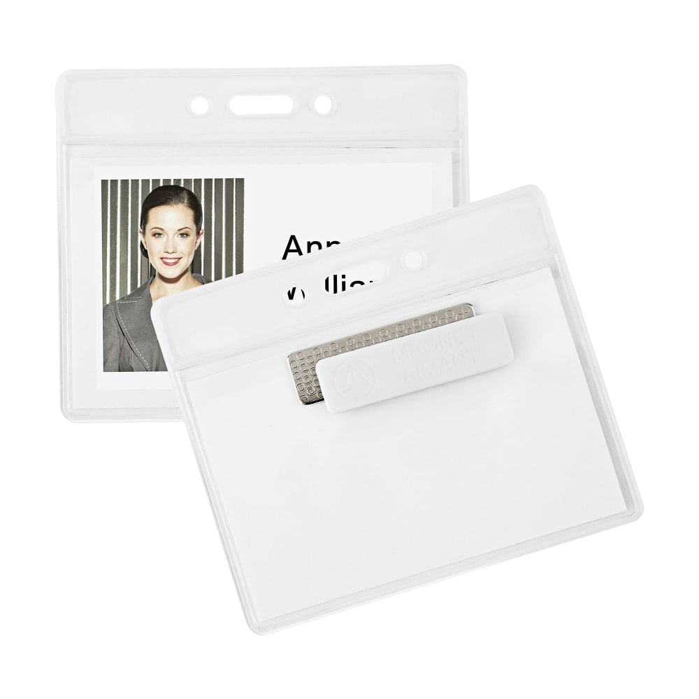 Office Depot Brand Magnet Badge Holders, 3 3/4in x 3 1/4in, Clear, Pack Of 12 MPN:XS12034