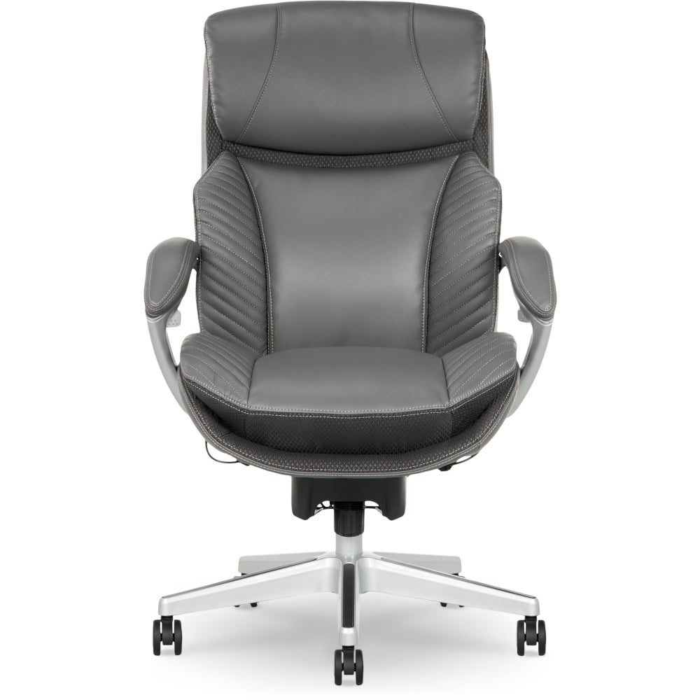 Serta iComfort i6000 Big & Tall Ergonomic Bonded Leather High-Back Executive Office Chair, Gray/Silver MPN:52118-GRY