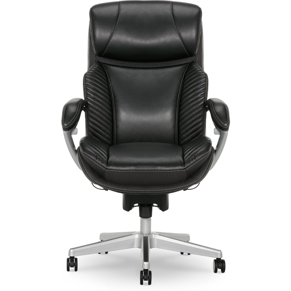 Serta iComfort i6000 Big & Tall Ergonomic Bonded Leather High-Back Executive Office Chair, Black/Silver MPN:52188-BLK