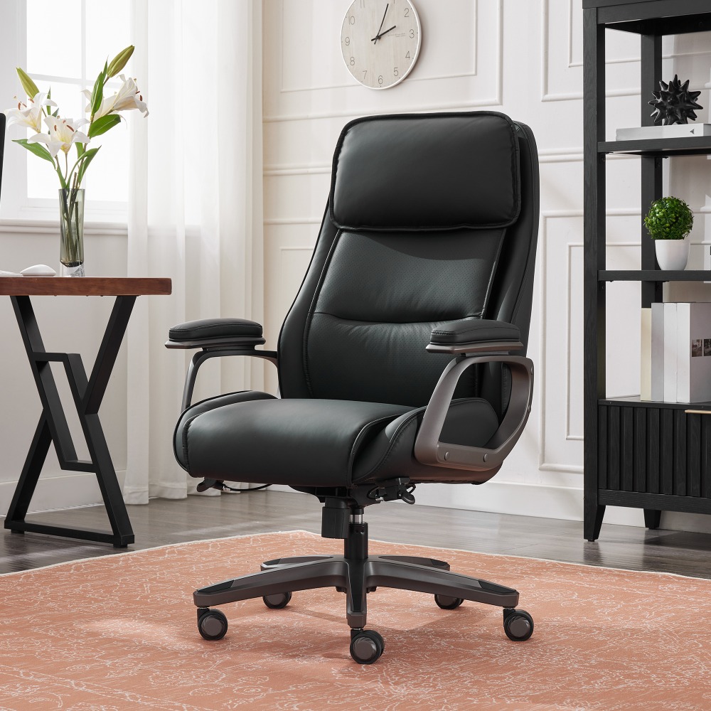 Serta SmartLayers Mosby Ergonomic Vegan Leather High-Back Executive Office Chair, Black/Dark Gray, BIFMA Compliant MPN:52908-BLK