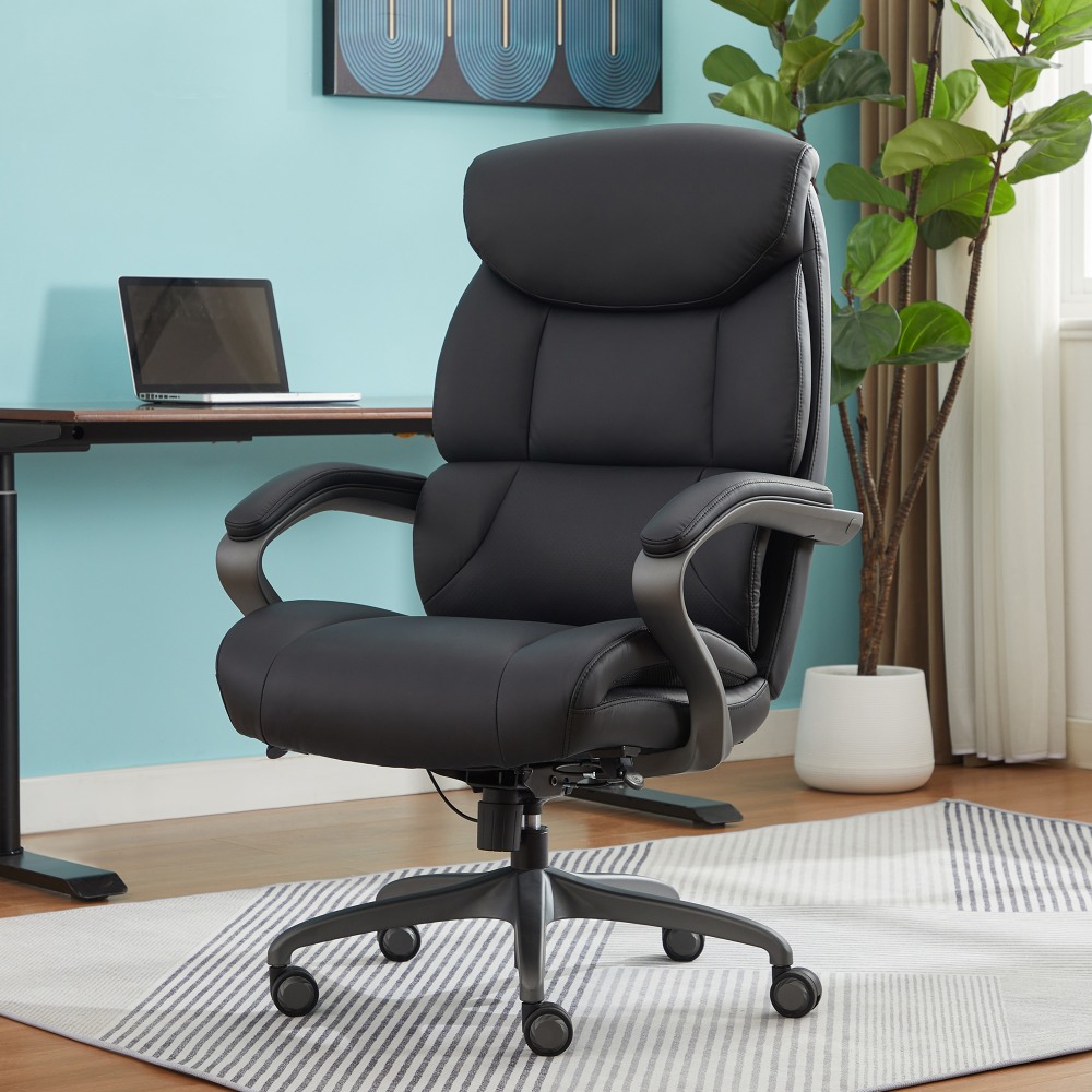 Serta SmartLayers Bellmore Big & Tall Ergonomic Executive Office Chair with Smooth Vegan Leather, Black/Dark Gray, BIFMA Compliant MPN:52909-BLK
