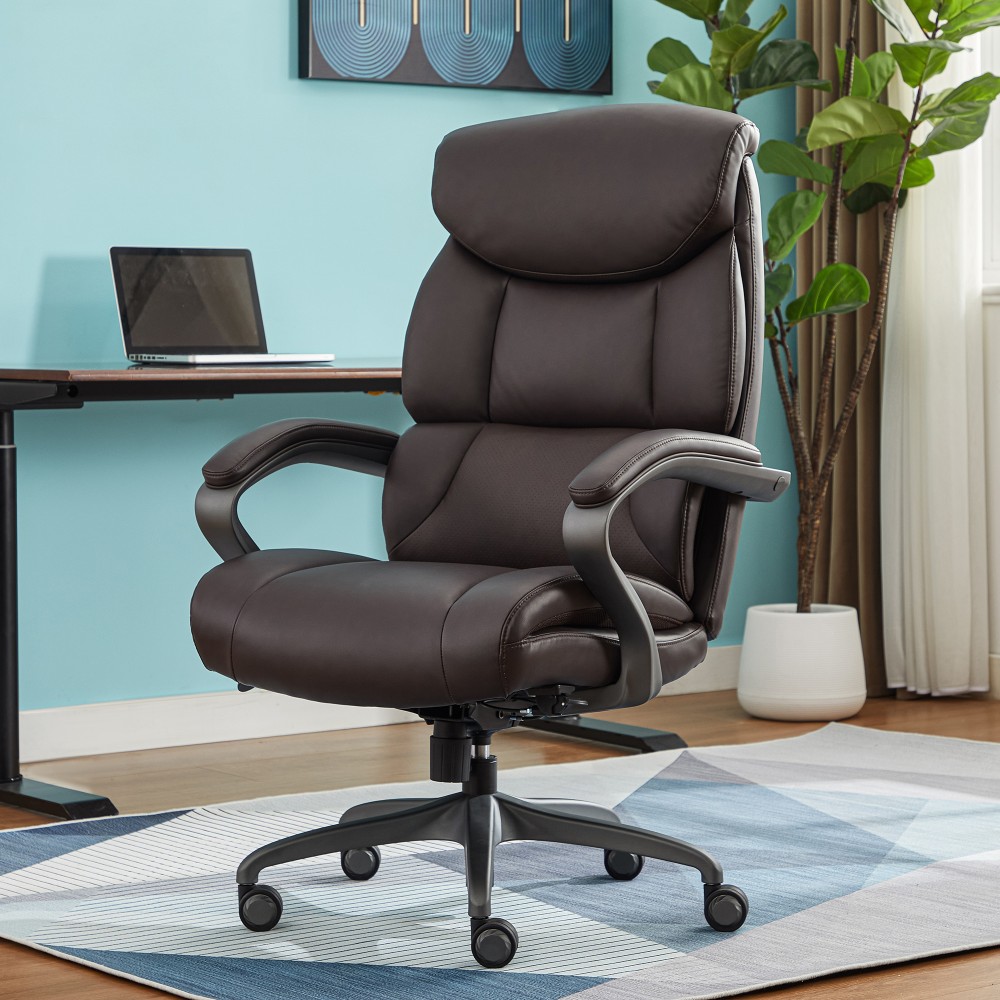 Serta SmartLayers Bellmore Big & Tall Ergonomic Executive Office Chair with Pebbled-Texture Vegan Leather, Brown/Dark Gray, BIFMA Compliant MPN:52909-BRN