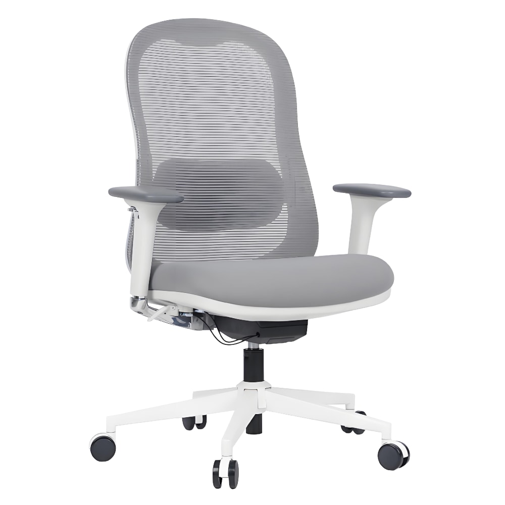 WorkPro Uomo Ergonomic Mesh/Fabric Mid-Back Office Chair, White/Gray, BIFMA Compliant MPN:GF-50969M-7