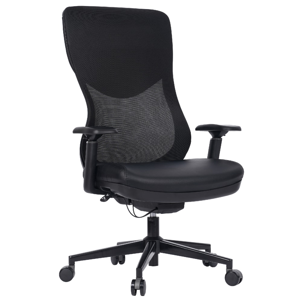 WorkPro Fortimo Ergonomic Mesh/Vegan Leather High-Back Executive Chair, Black/Black, BIFMA Compliant MPN:GF-50970H