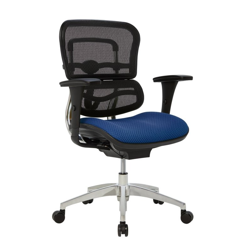 WorkPro 12000 Series Ergonomic Mesh/Premium Fabric Mid-Back Chair, Black/Royal, BIFMA Compliant MPN:V-12000-AS908011