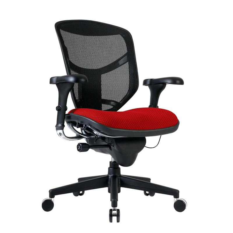 WorkPro Quantum 9000 Series Ergonomic Mesh/Premium Fabric Mid-Back Chair, Black/Cherry, BIFMA Compliant MPN:VQUANTUMAS90807
