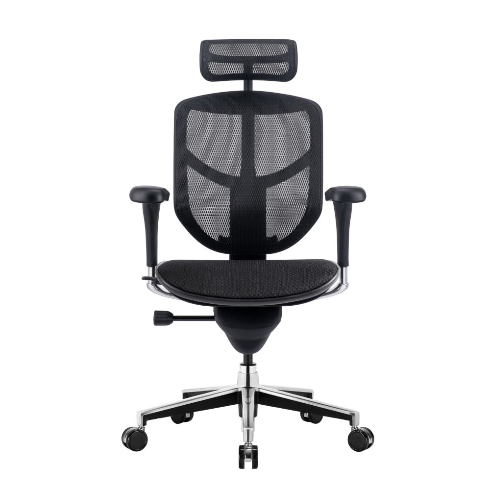 WorkPro Quantum 9000V2 Series Ergonomic Mesh/Fabric High-Back Chair With Headrest, Black/Black, BIFMA Compliant MPN:WP9000V2-BLKFAB-HD