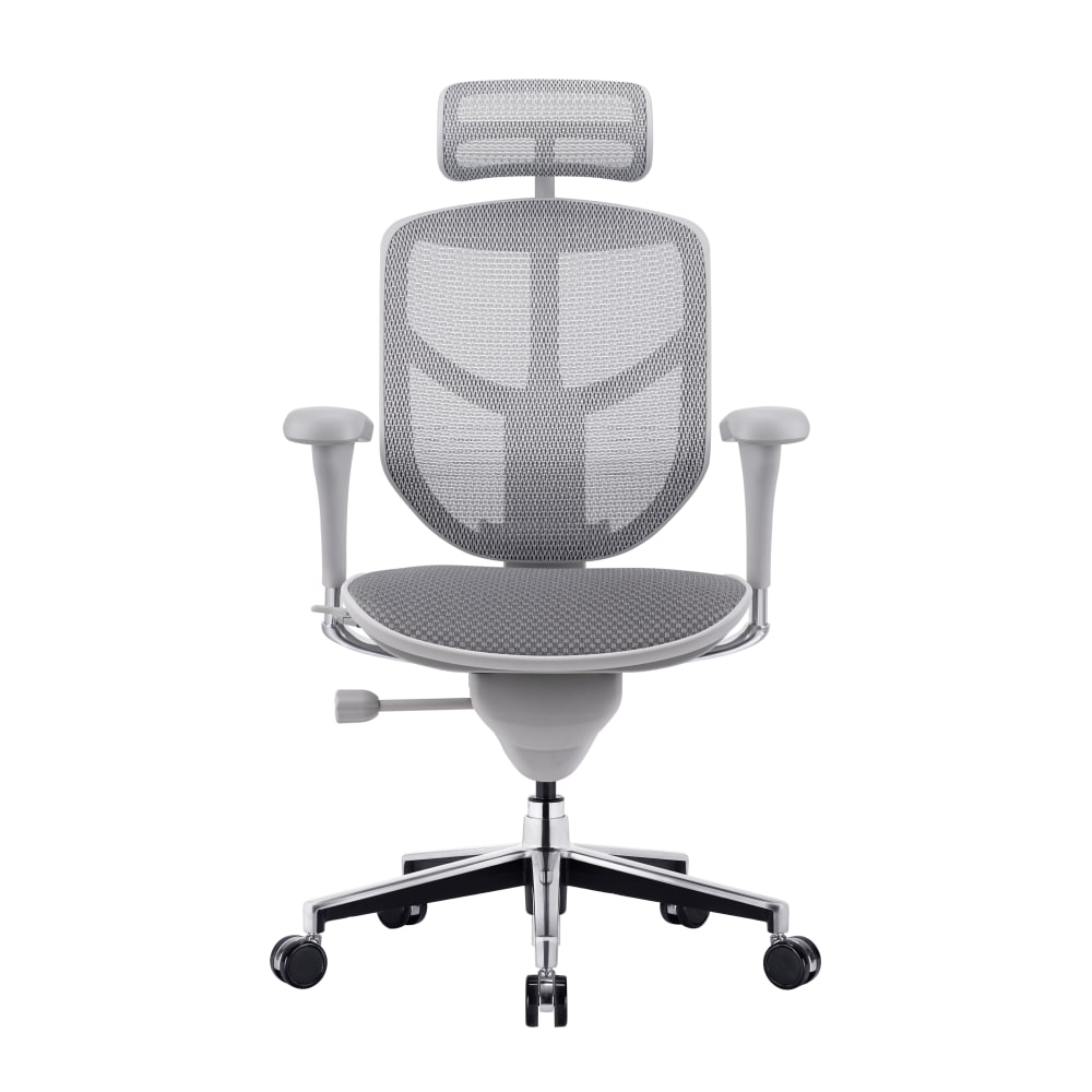 WorkPro Quantum 9000V2 Series Ergonomic Mesh/Fabric High-Back Chair With Headrest, Gray/Gray, BIFMA Compliant MPN:WP9000V2-GRYFAB-HD