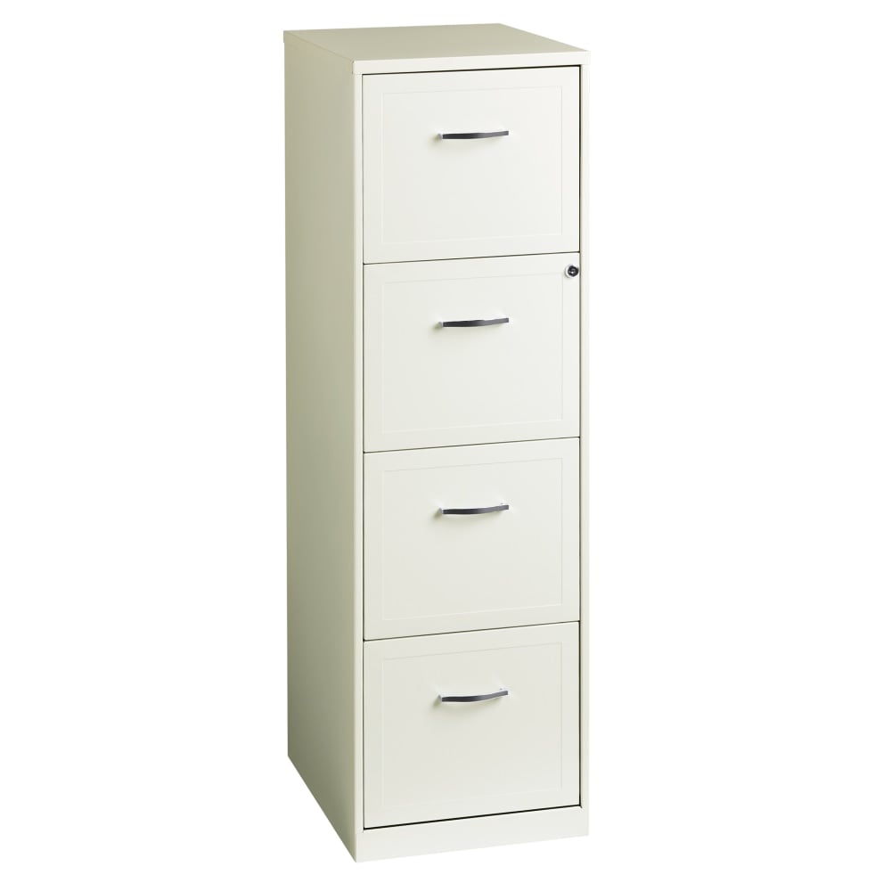 Realspace 18inD Vertical 4-Drawer File Cabinet, Metal, Pearl White MPN:19713