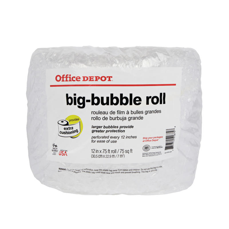 Office Depot Brand Bubble Roll, 5/16in Thick, Clear, 12in x 75ft (Min Order Qty 4) MPN:36004-OD