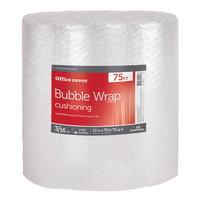 Office Depot Brand Small Bubble Cushioning, 3/16in Thick, Clear, 12in x 75ft (Min Order Qty 9) MPN:CSOD444764