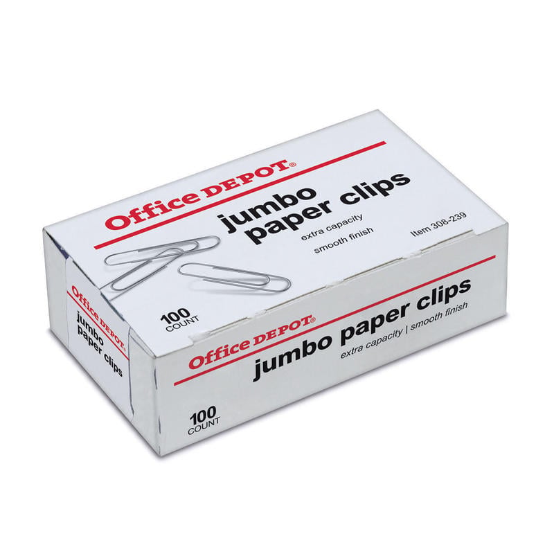 Office Depot Brand Paper Clips  Jumbo  Silver  Box Of 100 Clips  10004BX MPN:10004BX