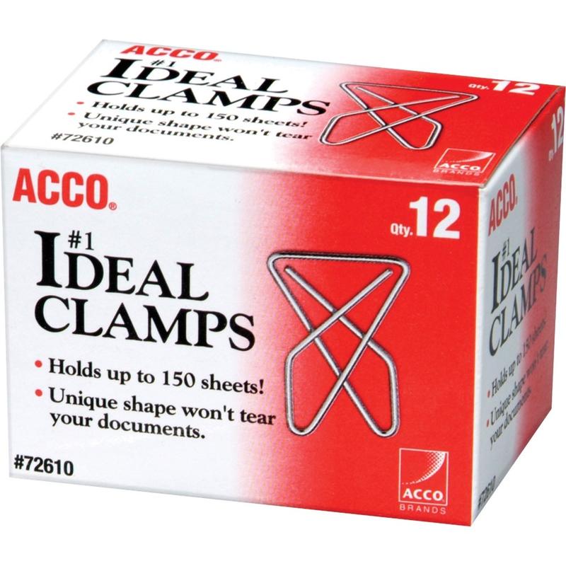 ACCO Ideal Paper Butterfly Clamp, #1 Size (Large), Box Of 12 MPN:ACC72610
