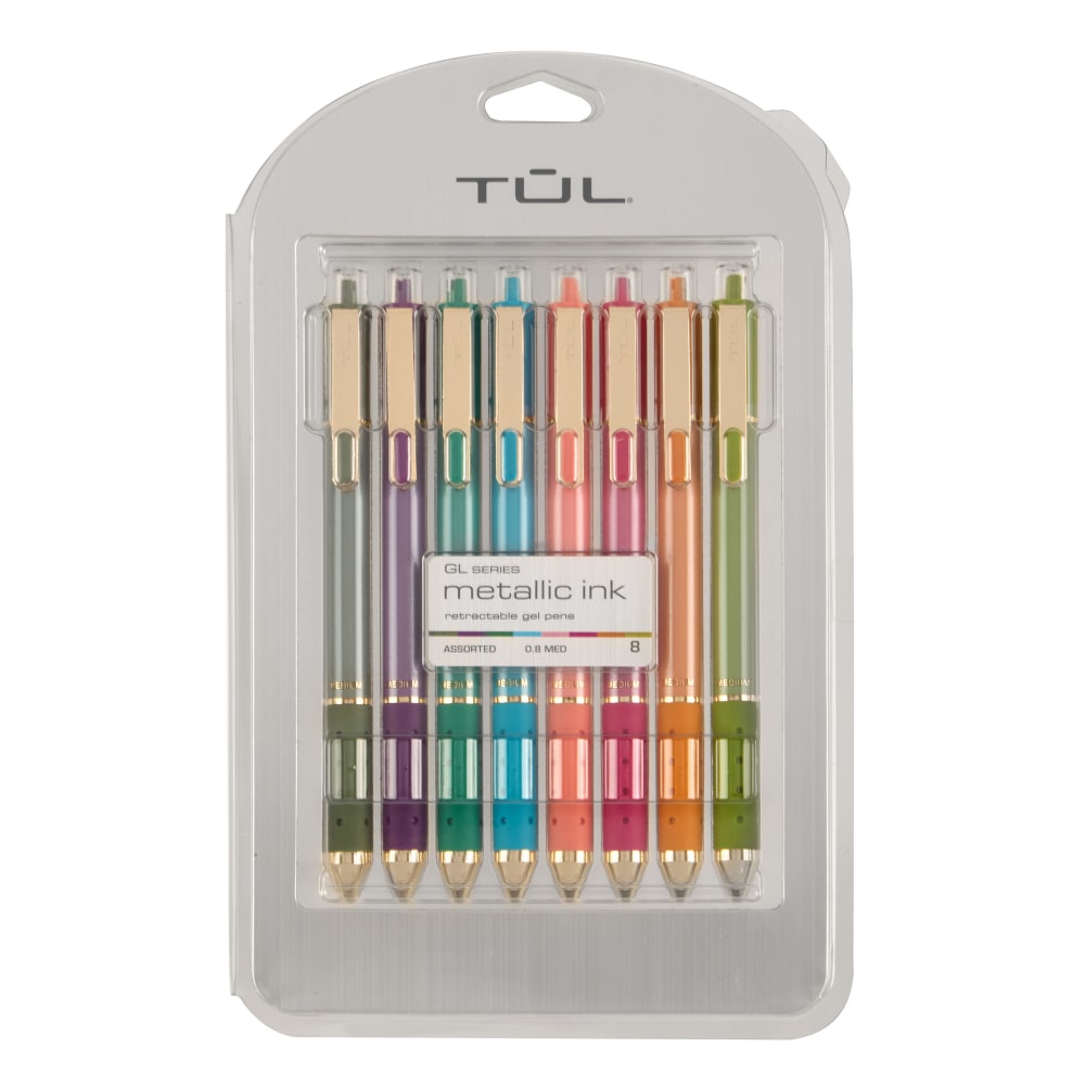 TUL GL Series Retractable Gel Pens, Medium Point, 0.8 mm, Assorted Barrel Colors, Assorted Deep Metallic Inks, Pack Of 8 Pens MPN:MT08P8DC
