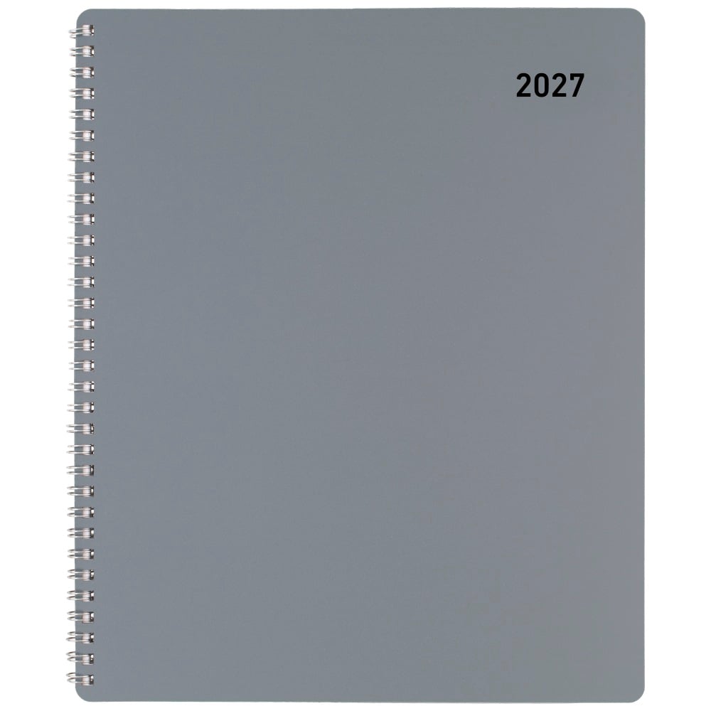 Office Depot Brand Monthly Planner, 8 1/2in x 11in, Silver, January 2027 to December 2027, OD00163027 MPN:OD00163027