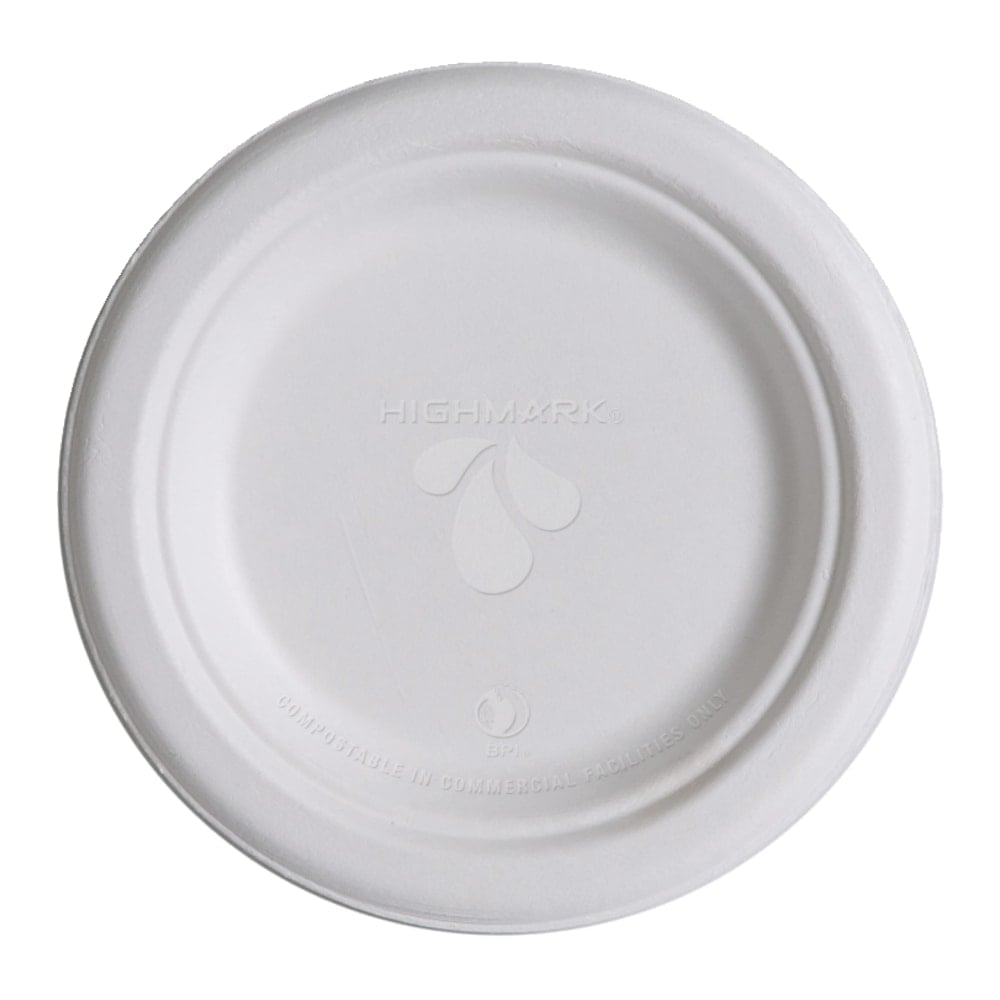 Highmark ECO Compostable Sugarcane Paper Plates,  6in, White, Pack Of 50 (Min Order Qty 10) MPN:EP-P013-Z00297PK