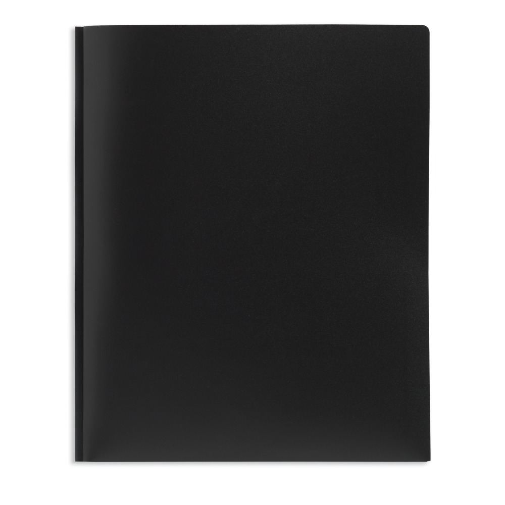 Office Depot Brand 2-Pocket School-Grade Poly Folder with Prongs, Letter Size, Black (Min Order Qty 167) MPN:ODU-REP139