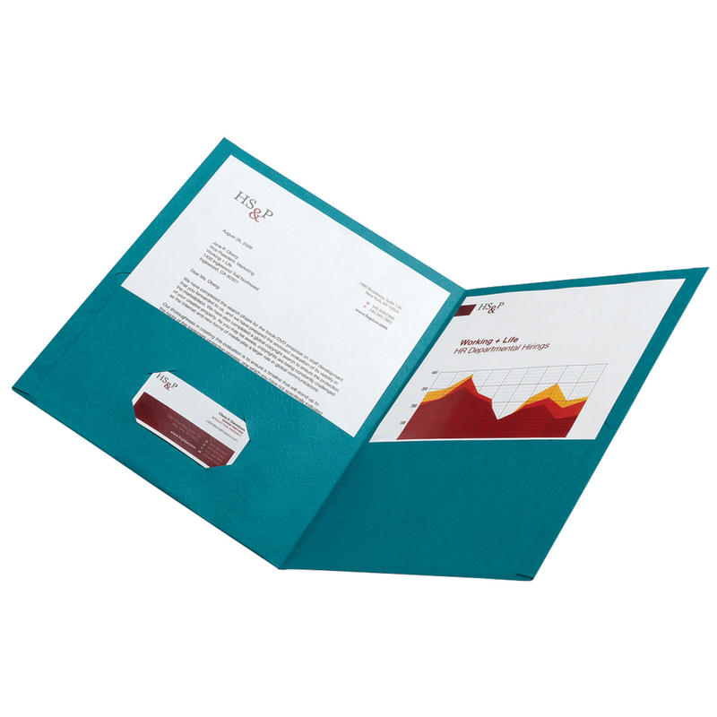 Office Depot Brand 2-Pocket Textured Paper Folders, Teal, Pack Of 10 (Min Order Qty 37) MPN:ODV139998
