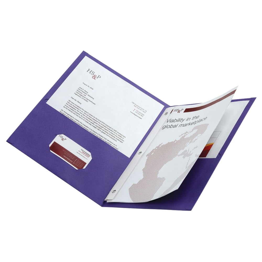 Office Depot Brand 2-Pocket Textured Paper Folders With Prongs, Violet, Pack Of 10 MPN:ODV952991