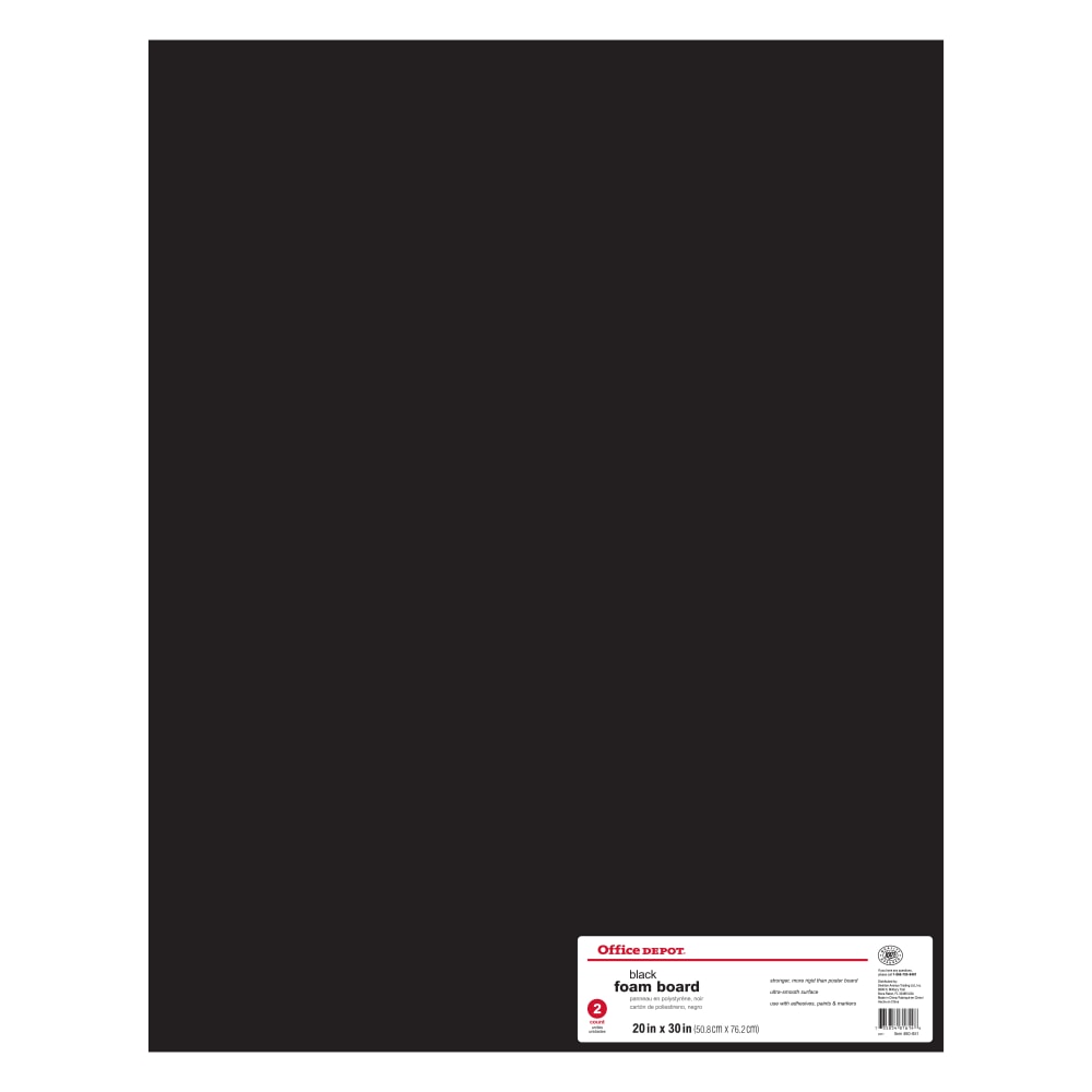 Office Depot Brand Foam Board, 20in x 30in, Black, Pack Of 2 (Min Order Qty 8) MPN:460851